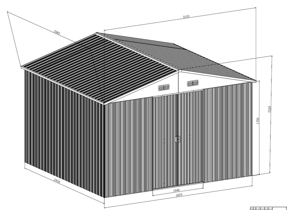 10ft x 8ft Metal Garden Storage Shed