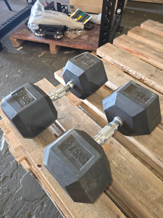 Preloved 27.5kg Hex dumbbells (not identical pair!)