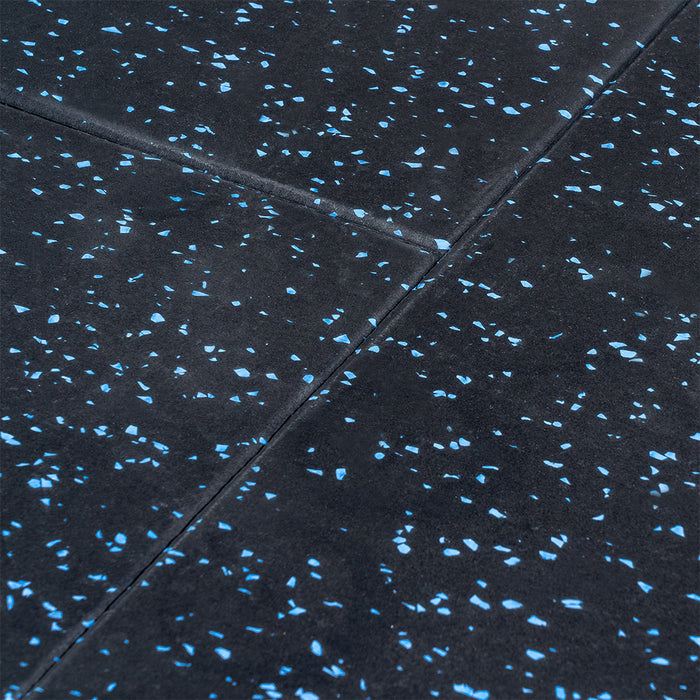 EZ Clean - 15mm 1m² Black & Blue Composite Rubber Gym Flooring Tiles
