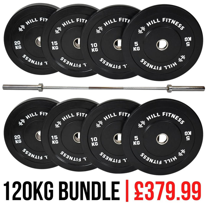 120KG Bundle | 100kg Icon Bumper Plates + 20kg Function Olympic Bar
