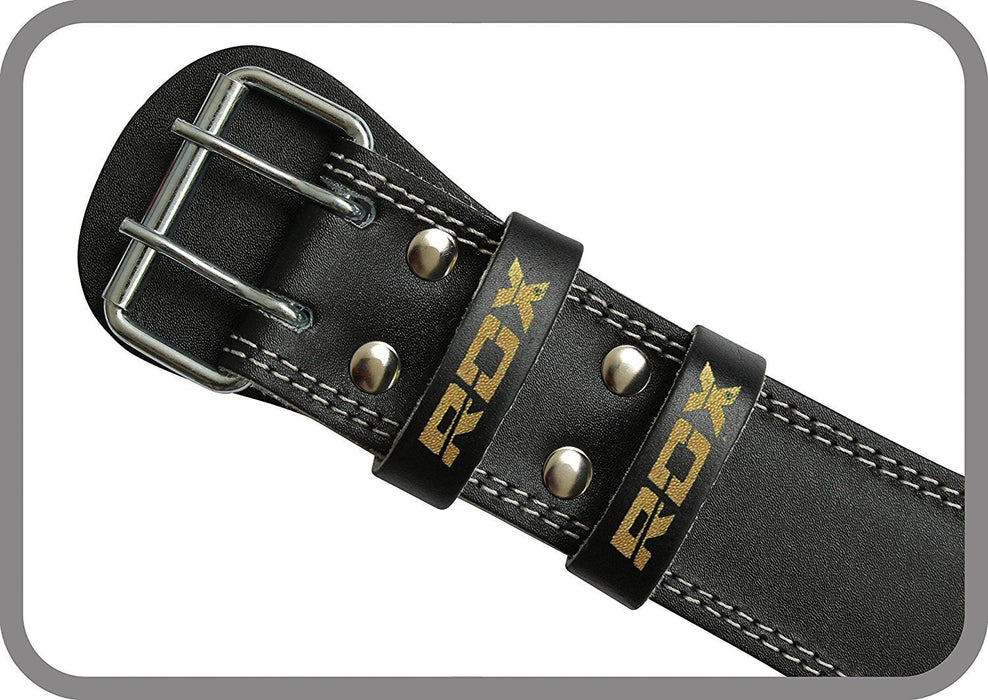 RDX 4 Inch Golden Leather Weightlifting Belt