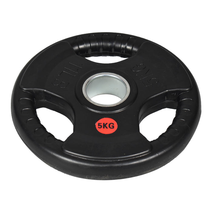 Regular Tri Grip Rubber Coated Olympic Weight Plates (Stainless Steel Centre)